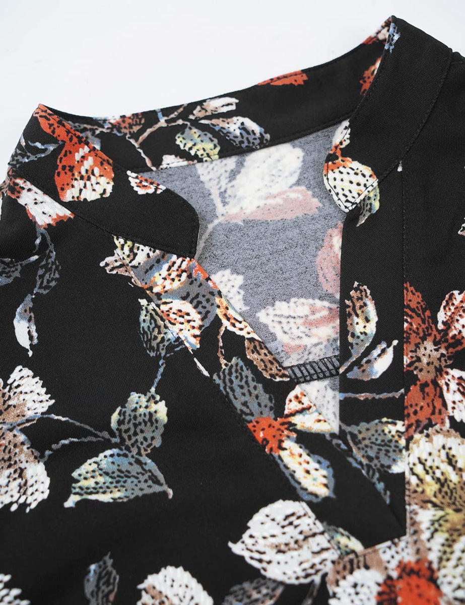 Classic Printed Tee 3/4-Black Mini Floral