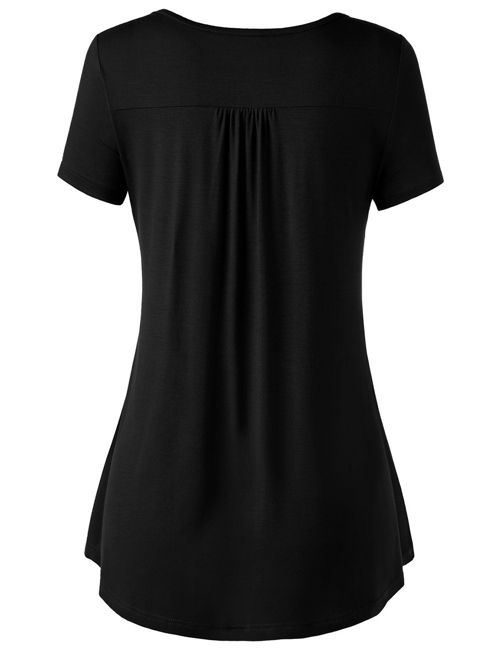 BAISHENGGT Women's Solid Black V Neck Flared Tunic Tops