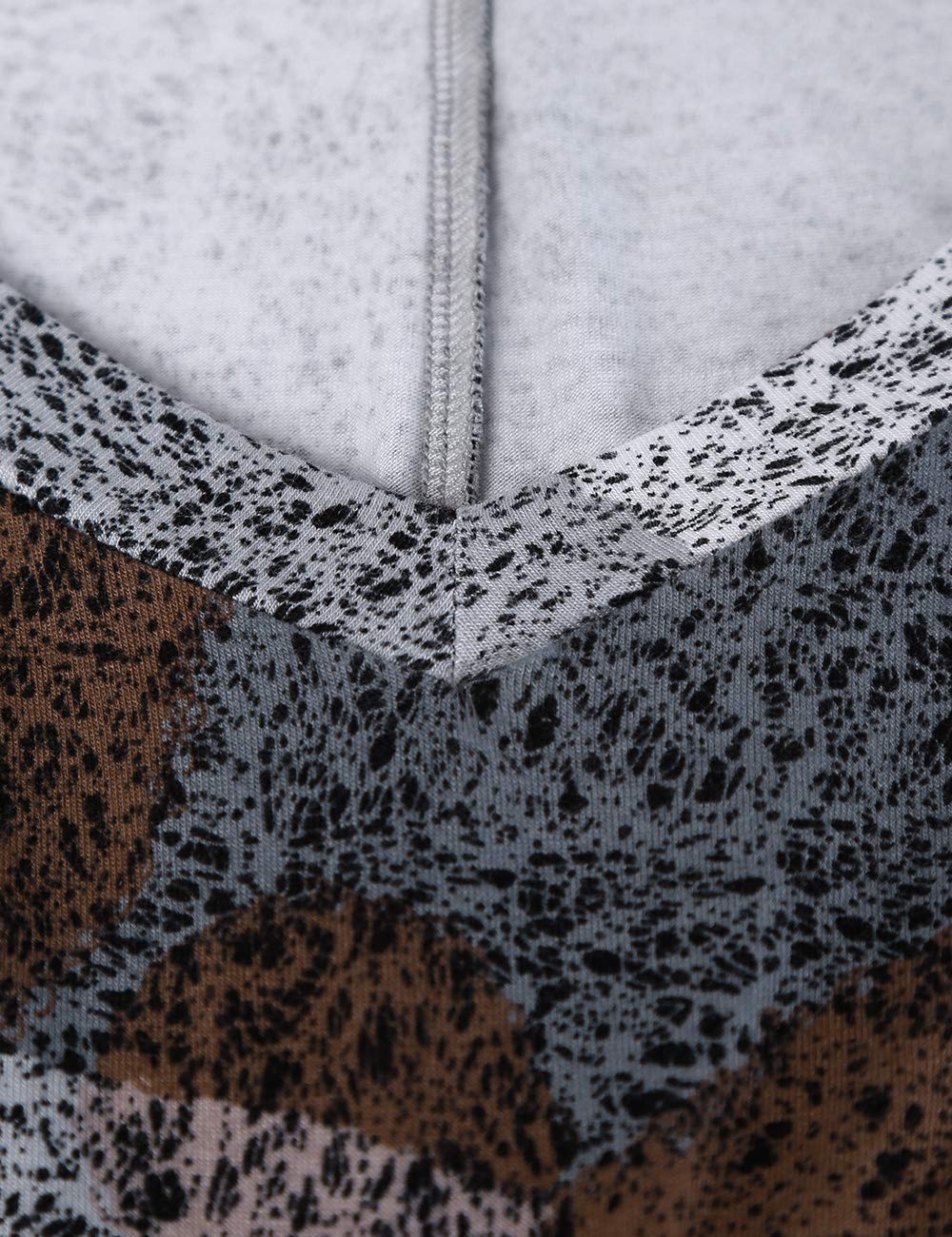 BAISHENGGT Grey Print Women's Long Sleeve Loose Flared Tunic Tops