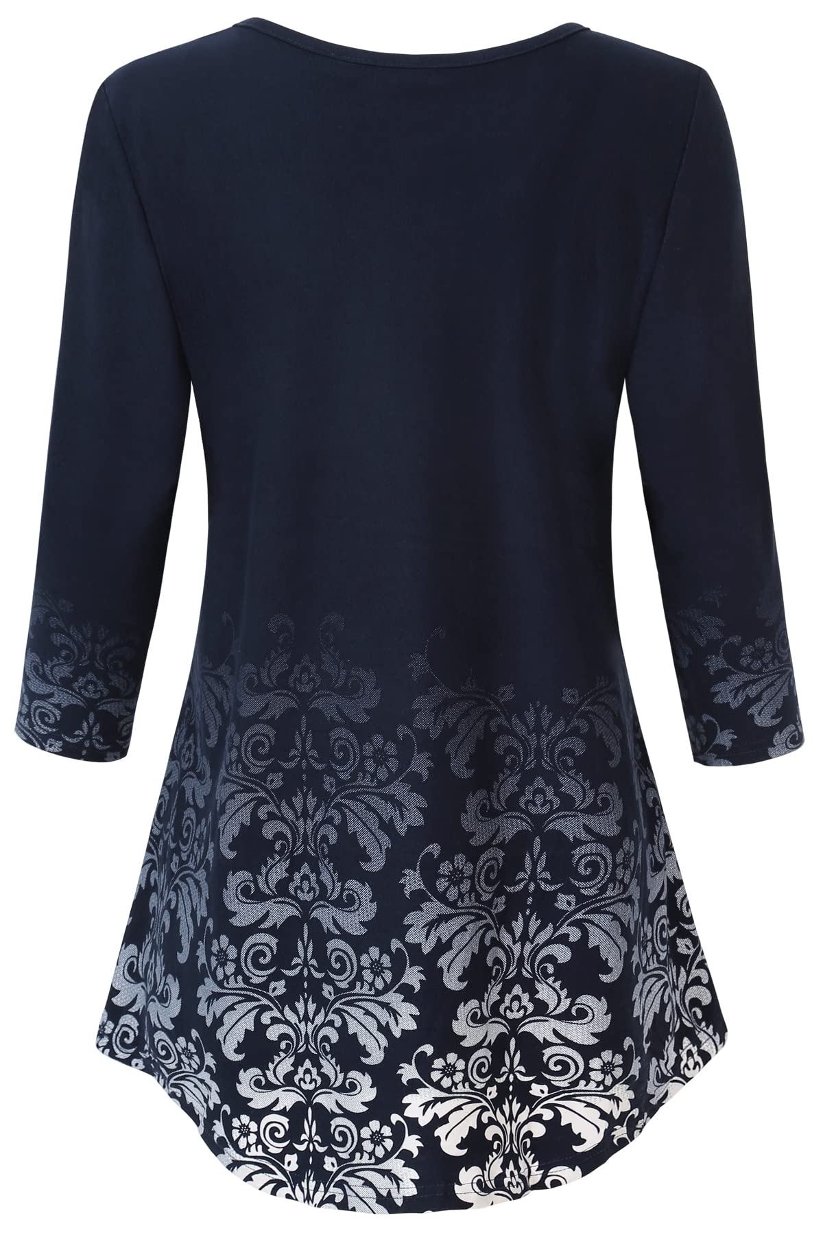 BAISHENGGT Women's  Dark Blue Floral O Neck A line Blouse Floral Lace Tunic Tops