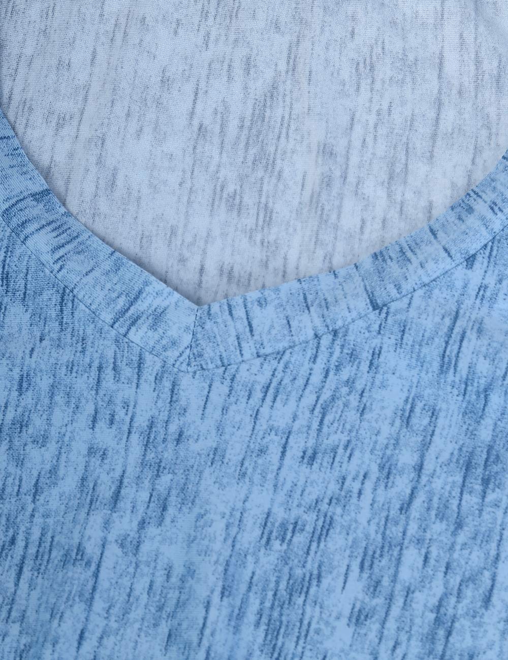 BAISHENGGT Blue Paisley Women's Long Sleeve Tunic Tops for Leggings V-Neck Casual Blouse T-Shirt