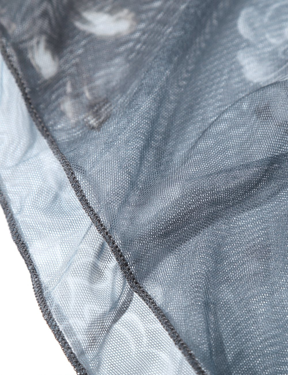 BAISHENGGT Grey Women's Printed Flouncing Flared Short Sleeve Mesh Blouse Tops