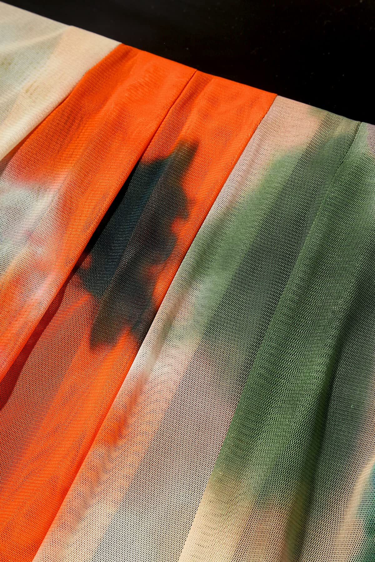 BAISHENGGT Tie Dye Orange Women's Sexy Sleeveless Mesh Blouse Pleated Tube Tops
